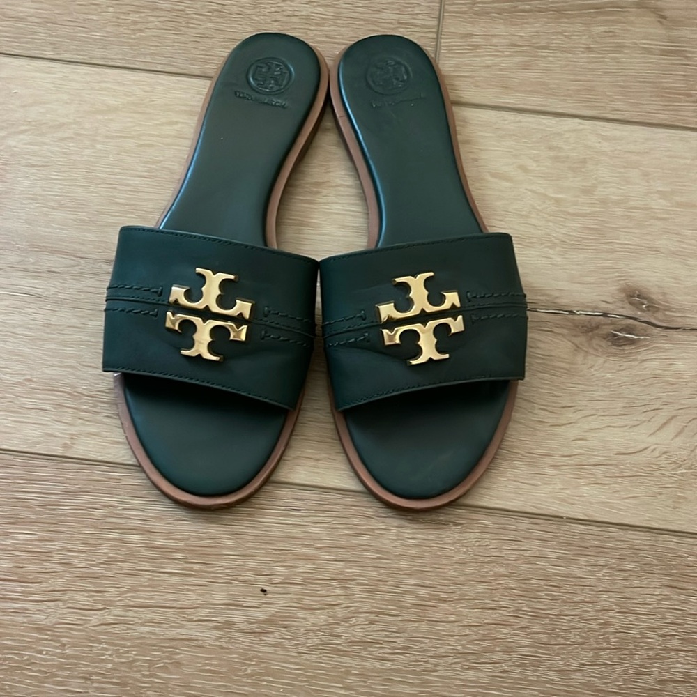 Tory Burch Green leather slides